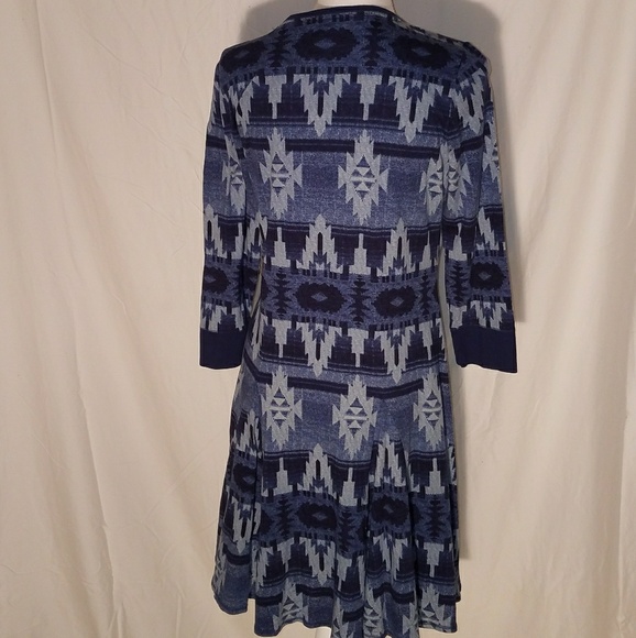 Ralph Lauren Blue Aztec Flounce Dress Size M NWT Fall 15 - Picture 2 of 8